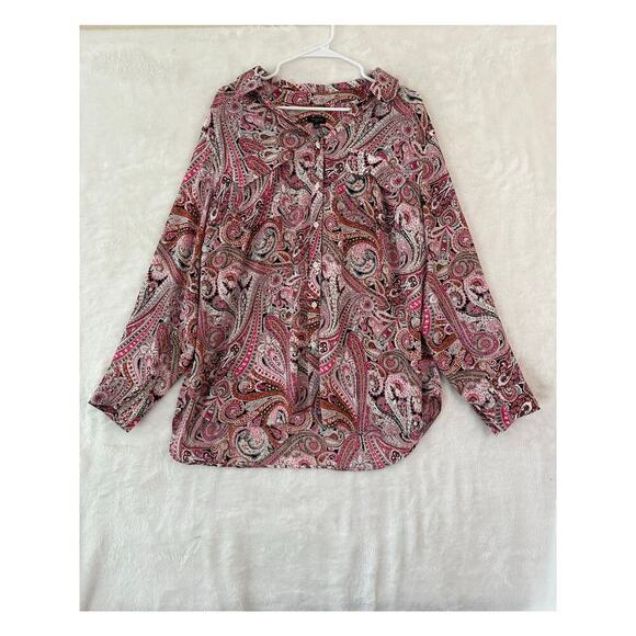 Talbots Pink Floral Paisley Top 2X Colorful Classy Mature - Picture 1 of 7
